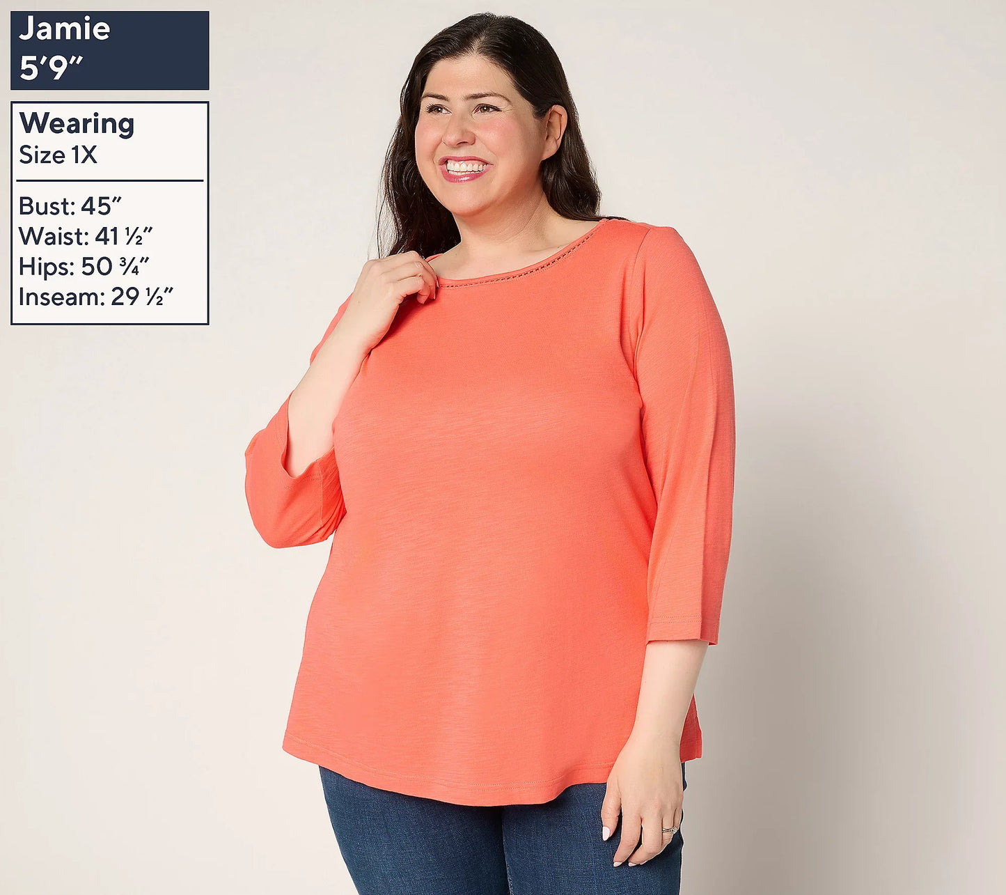 Set of 2 3/4 Sleeve Slub Knit Tops