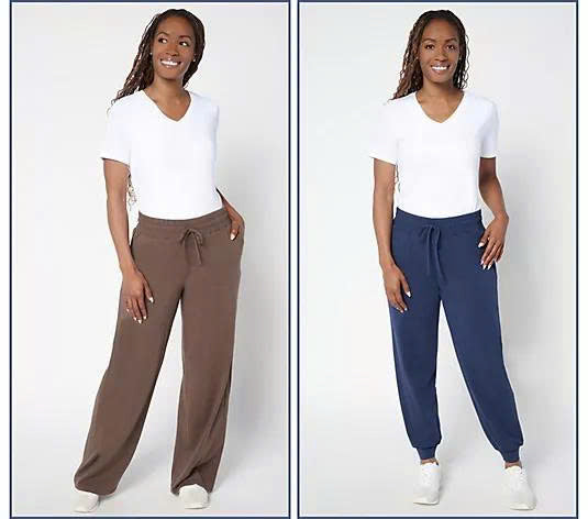 AnyBody Regular Cozy Knit 2-Pack Jogger and Full Length Pants
